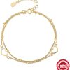 925 Sterling Silver Figaro Pearl Bracelet