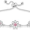 Adjustable Silver Daisy CZ Bracelet