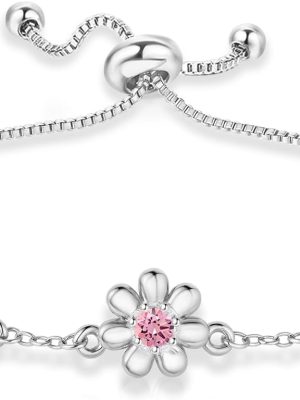 61U7Y03OS2L._AC_SL1500_ Adjustable Silver Daisy CZ Bracelet