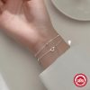 925 Sterling Silver Figaro Pearl Bracelet