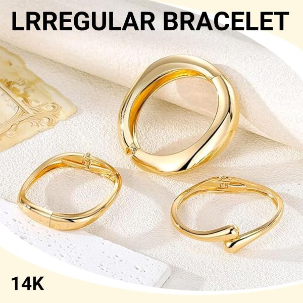 14K Gold Plated Chunky Bangle Set
