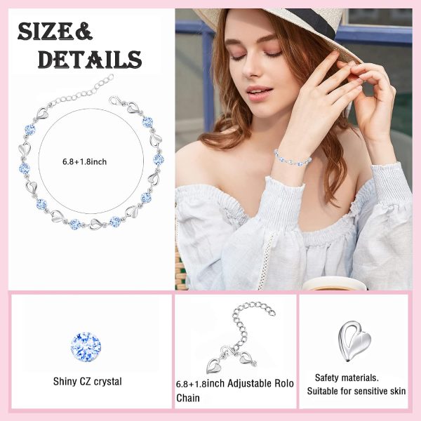 Silver Heart Crystal Adjustable Bracelet
