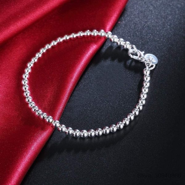 925 Sterling Silver 4mm Bead Bracelet