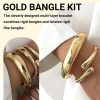 14K Gold Plated Chunky Bangle Set