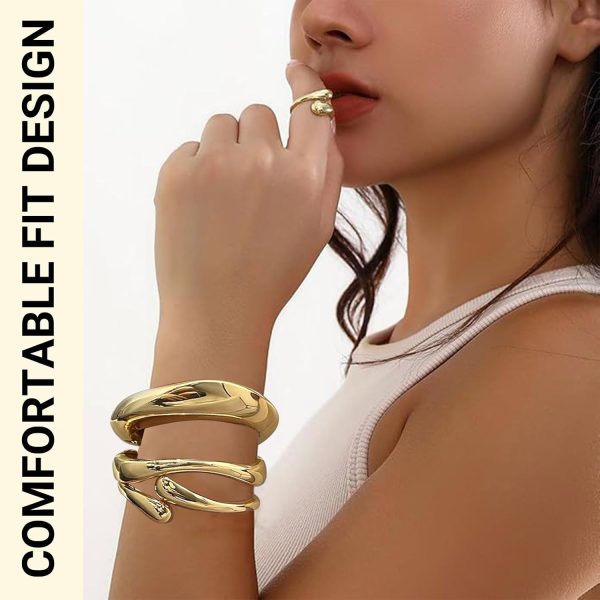 14K Gold Plated Chunky Bangle Set